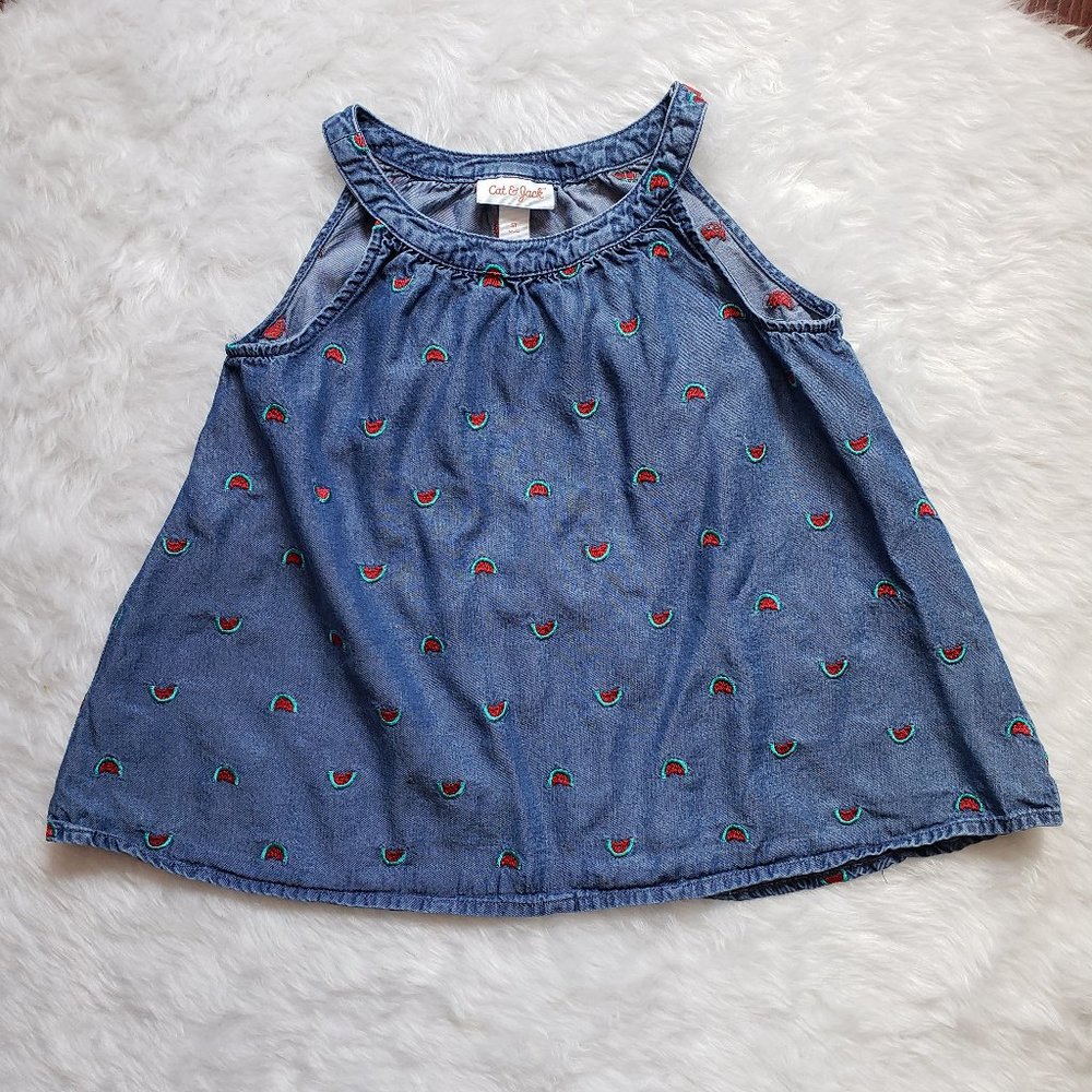 Cat & Jack Chambray Embroidered Watermelon Top